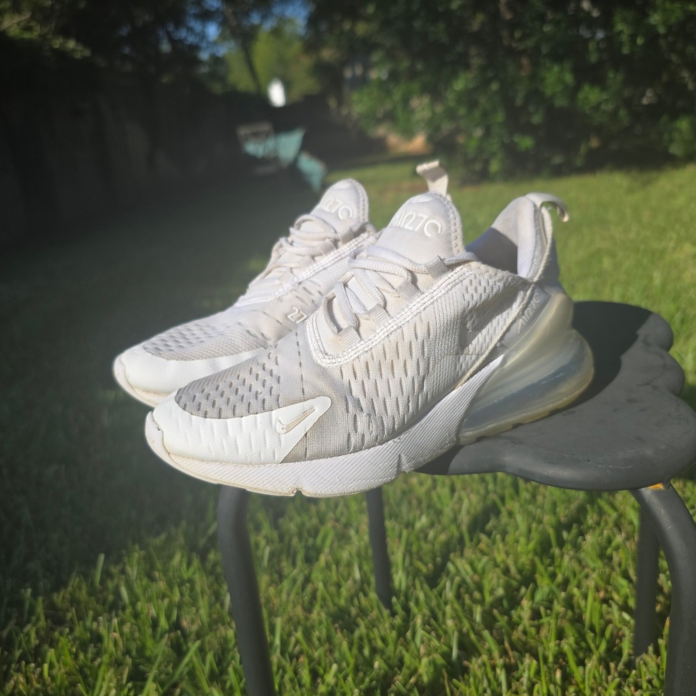 Nike Air Max 270 Triple White Mesh Running Sneakers AH6789-100